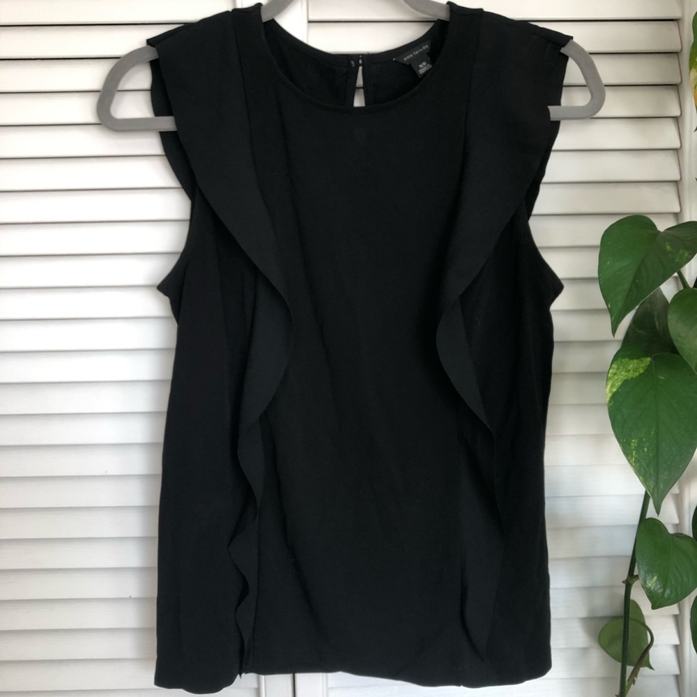 Ann Taylor black ruffle blouse, size XS